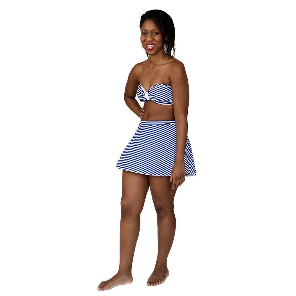 Bandeaux & Skirt Set - Blue & White Stripes
