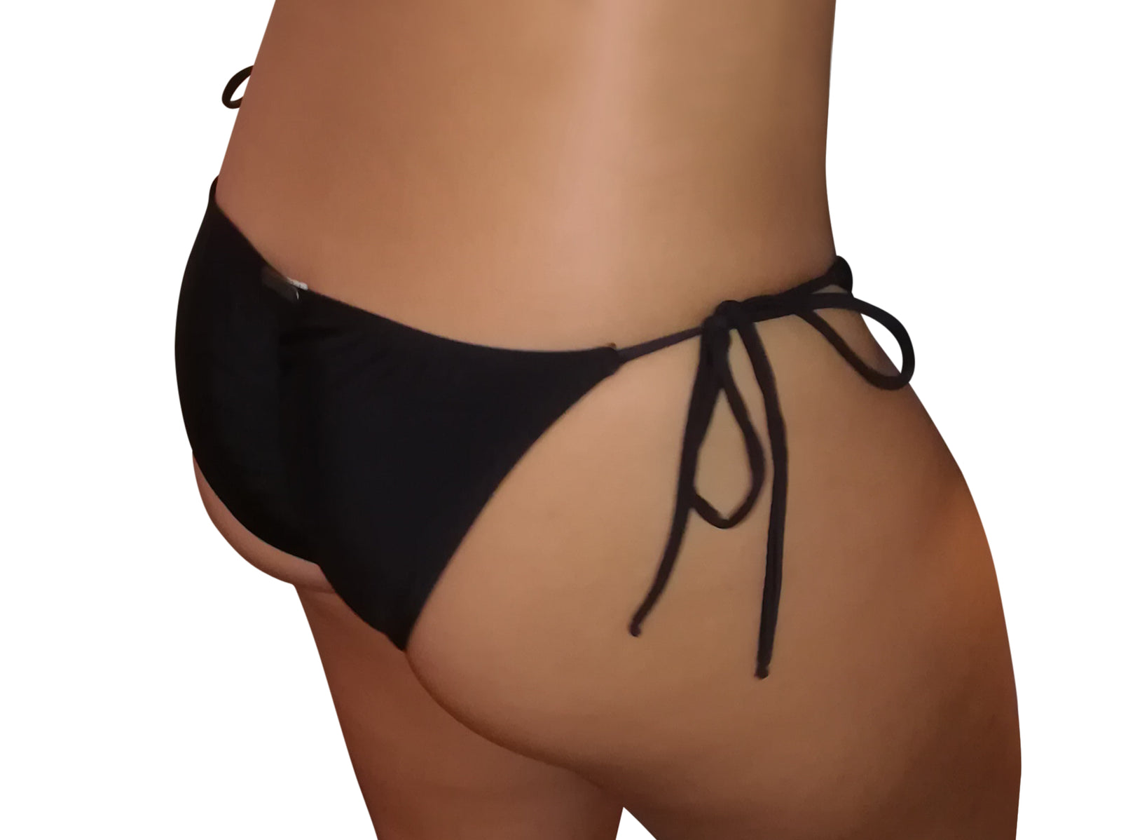 LLYLA Black String Bikini brief - with ruched back
