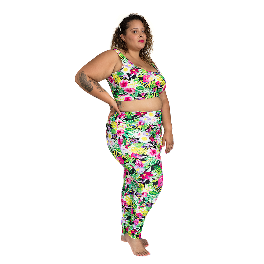 Yoga Pants Ankle length, Plus Size - Tropical Colours