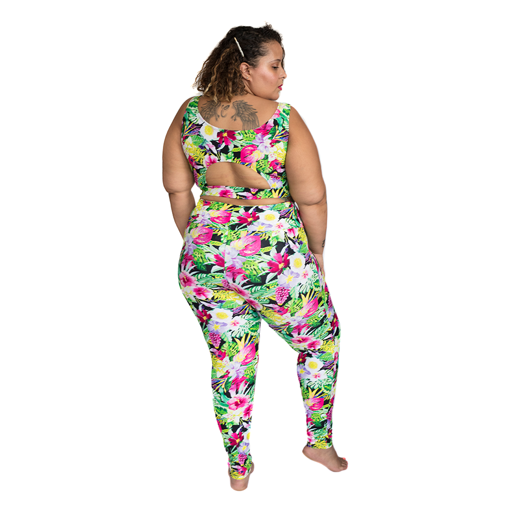 Yoga Pants Ankle length, Plus Size - Tropical Colours