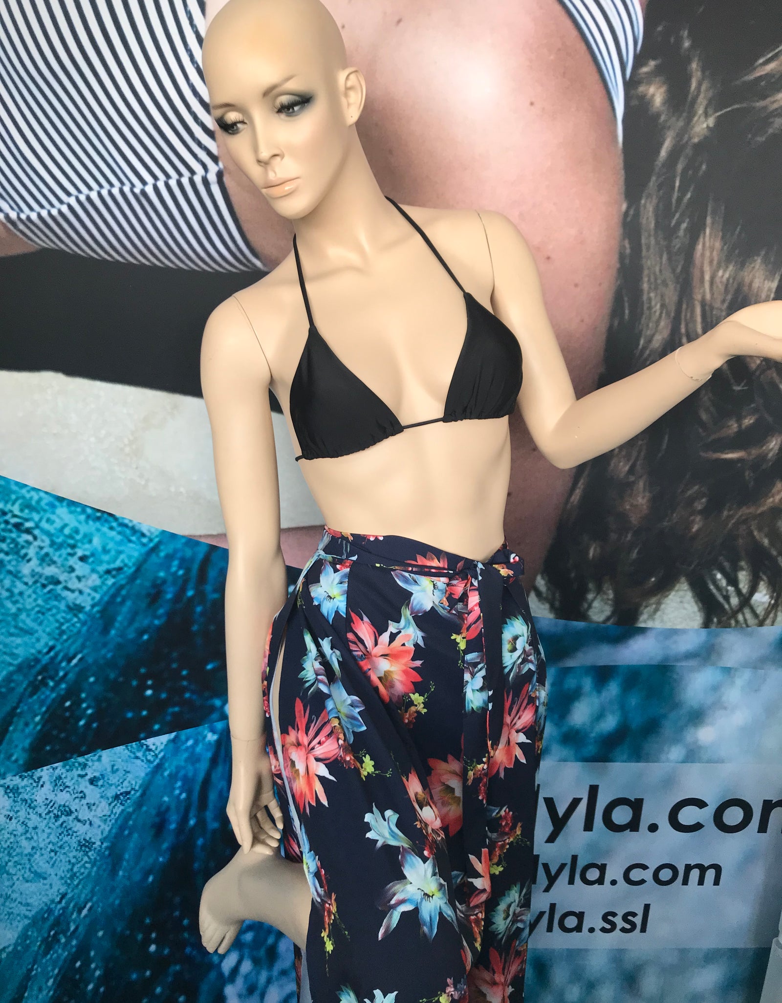 Wrap-Around Beach Pants - Floral on White