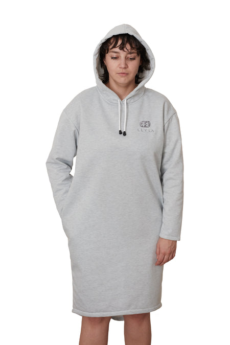 LLYLA Hooded Sweatshirt Dress with Side Pockets
