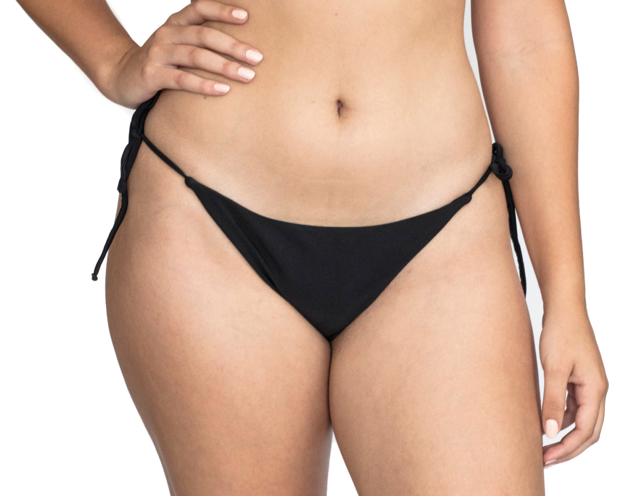 LLYLA Black String Bikini brief - with ruched back